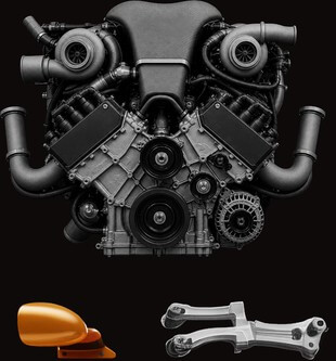 McLaren Formula 1 engine block and brake assembly